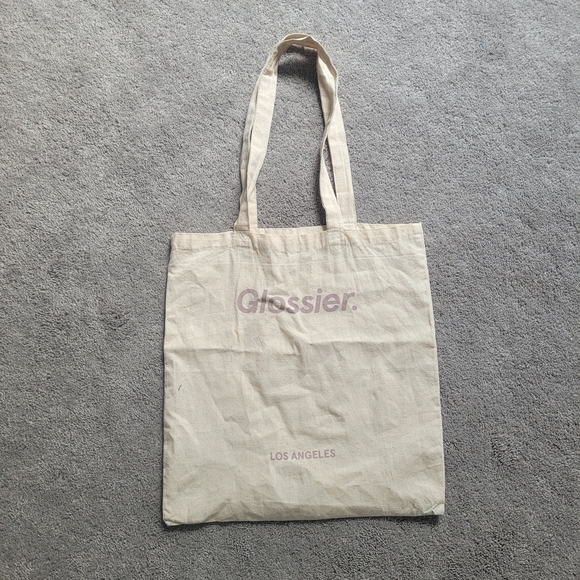 Glossier Beige Tote with Purple Logo - Picture 1 of 3